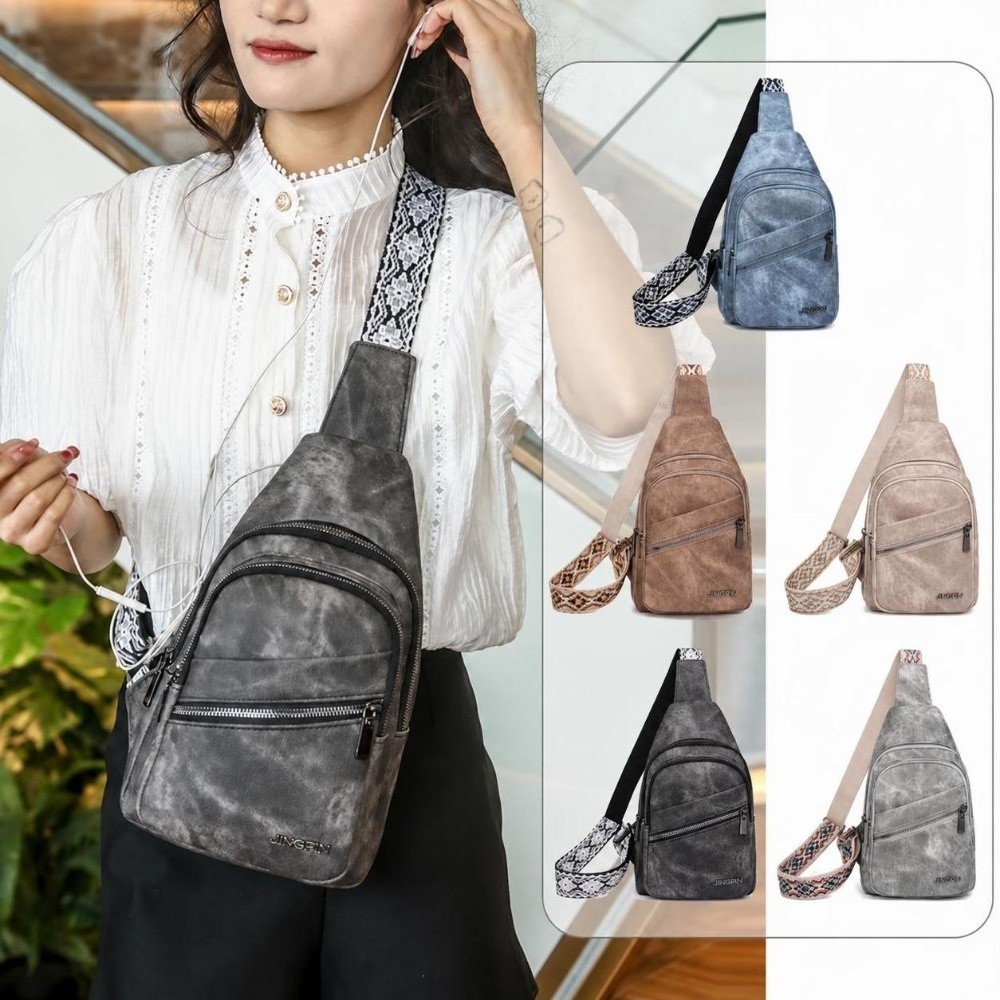 Crossbody Bag Men - Fashion PU Leather Chest Bags Versatile