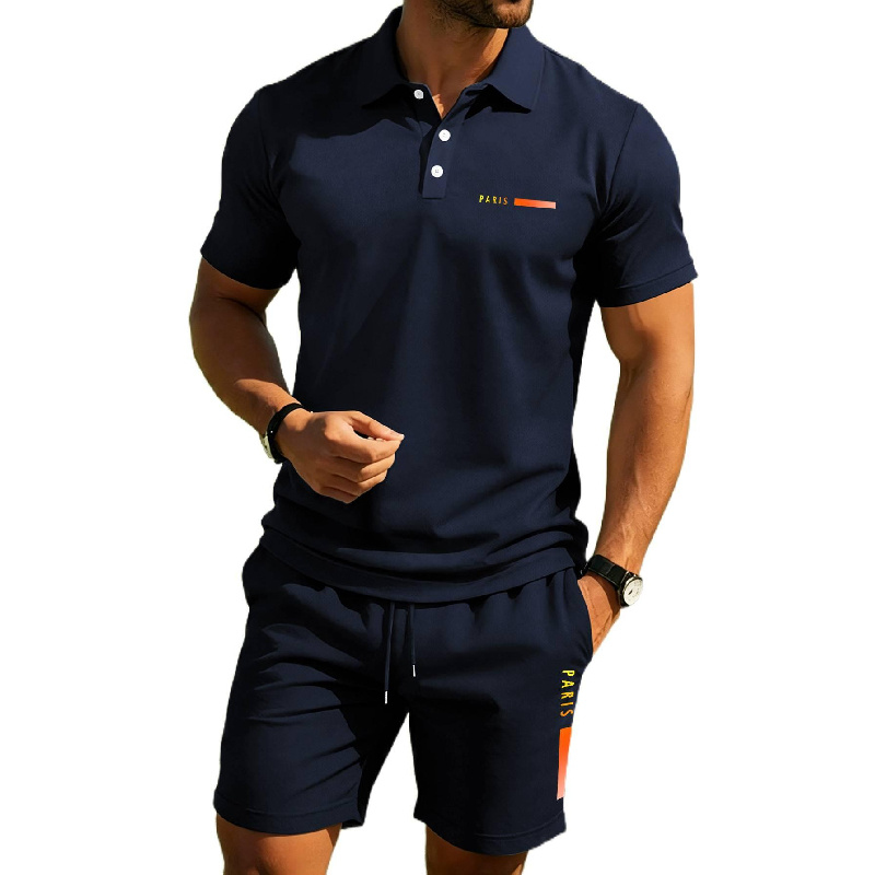 Men'S Fashion Polo Shirt - PARIS Print Men's high-end summer polo