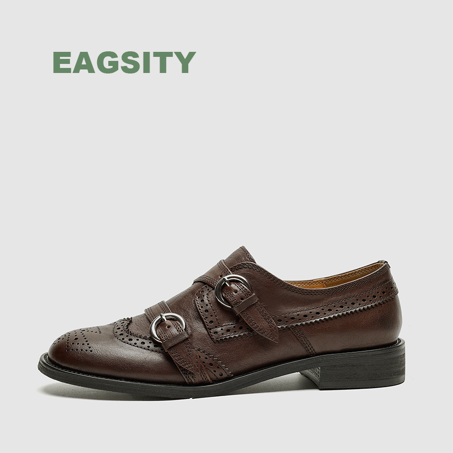 Oxford Shoes Brogue - EAGSITY Cow Leather british style women's
