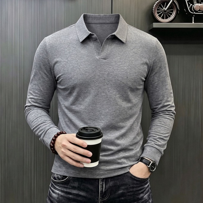 Men'S Fashion Polo Shirt - Men's Business Casual Long Sleeve T