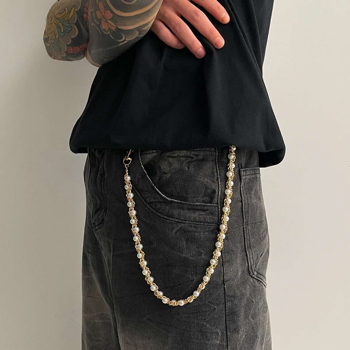 Ingemark Punk Imitation Pearl  - đánh giá và giá Jeans Pants Fashion Men