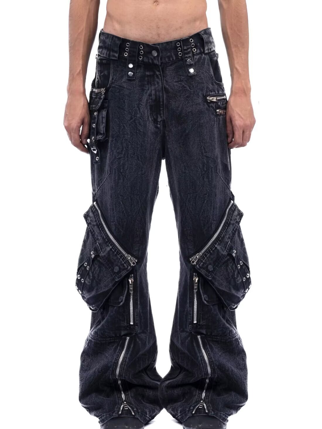 Y2K Black Gothic Punk Multi-Po - đánh giá và giá Men'S Fashion With Baggy Jeans