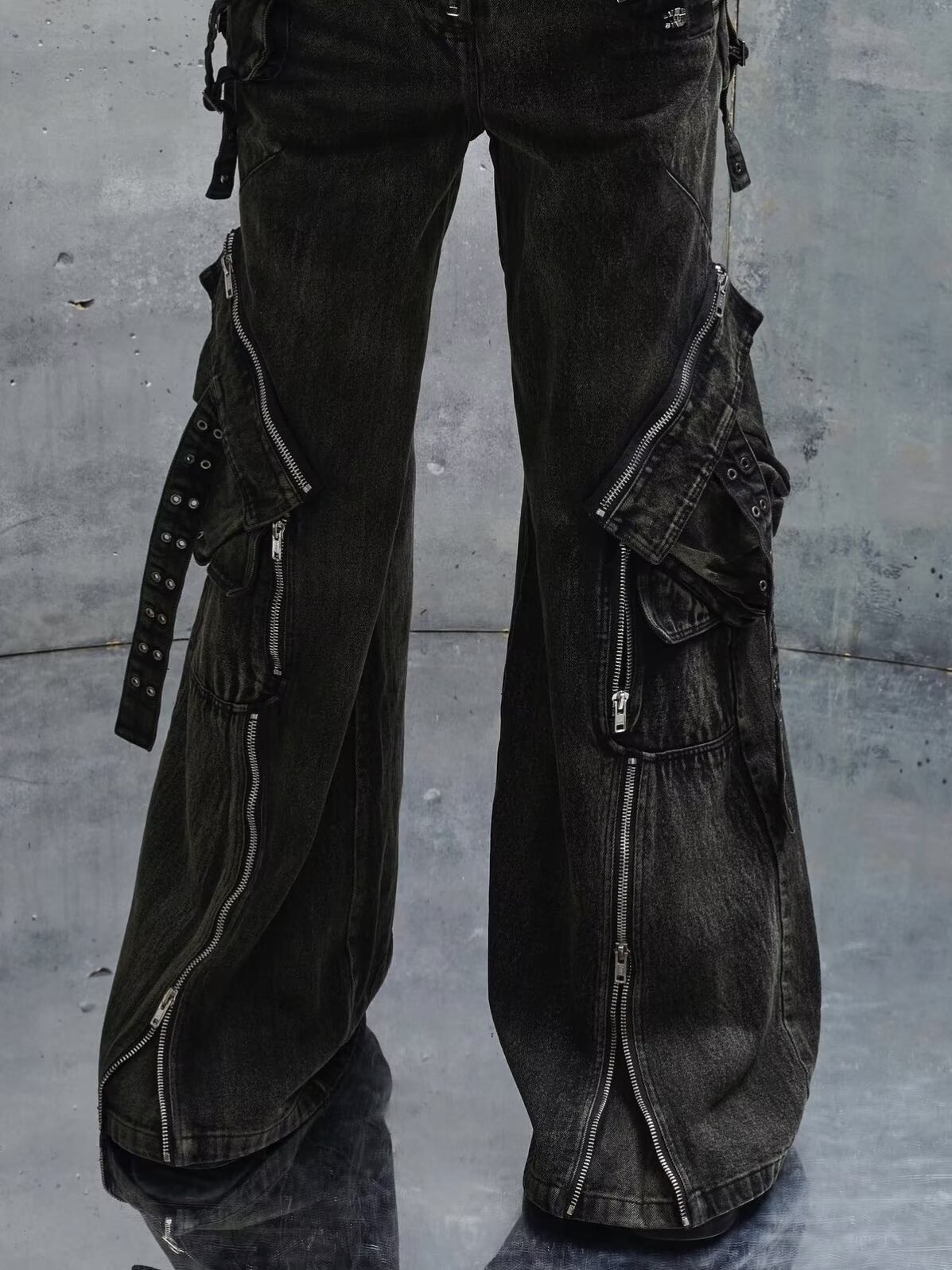 Y2K Black Gothic Punk Multi-Po - đánh giá và giá Men'S Fashion With Baggy Jeans