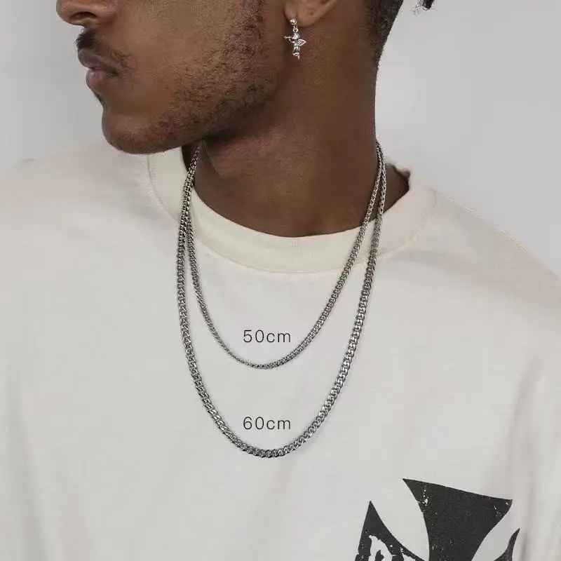 B&C Simple Titanium Cuban Chai - đánh giá và giá Men'S Fashion Necklaces