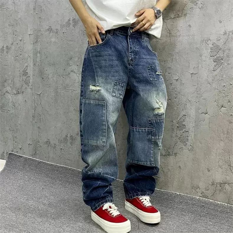 Brand Splicing Jeans Autumn Fa - đánh giá và giá Men'S Fashion With Baggy Jeans