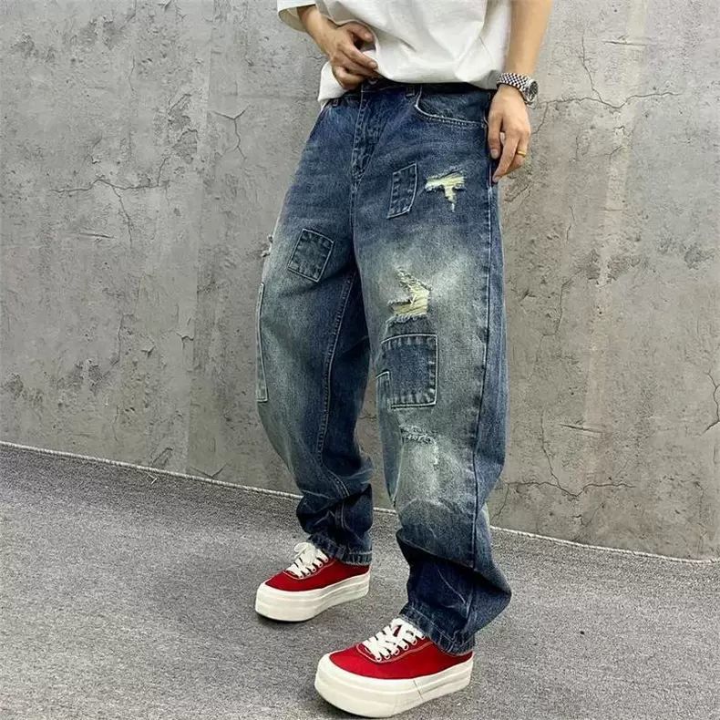 Brand Splicing Jeans Autumn Fa - đánh giá và giá Men'S Fashion With Baggy Jeans