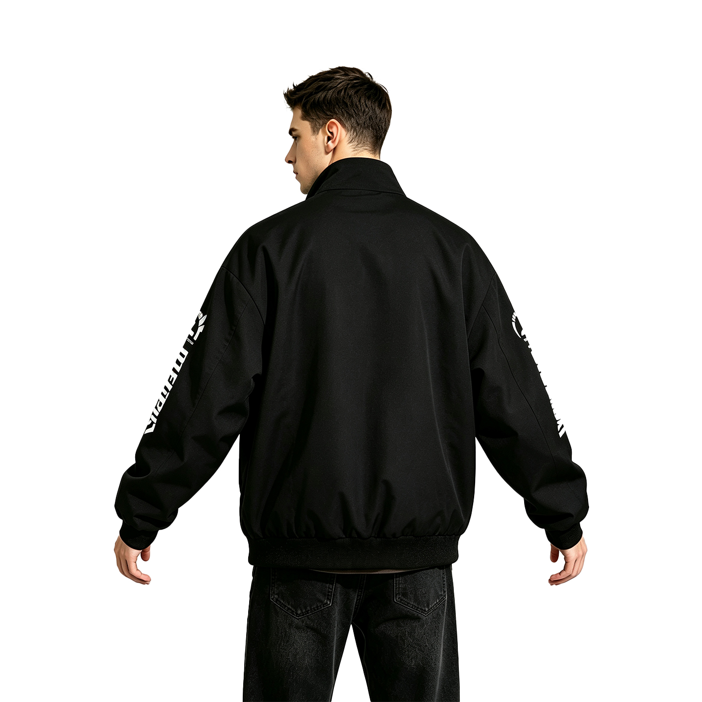Men Racing Jacket Black White  - đánh giá và giá Windbreaker Men Zip