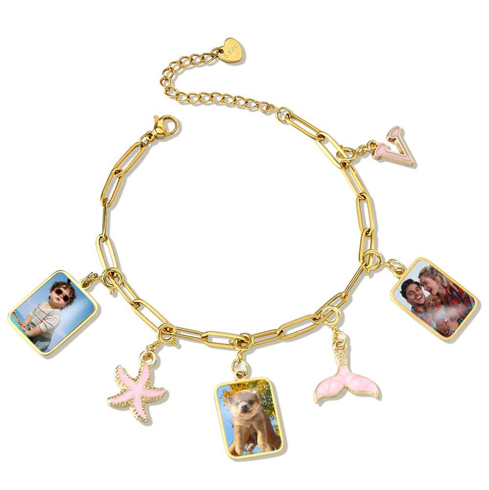 Customized Photo Letter Flag P - đánh giá và giá Men'S Fashion Jewelry Bracelets