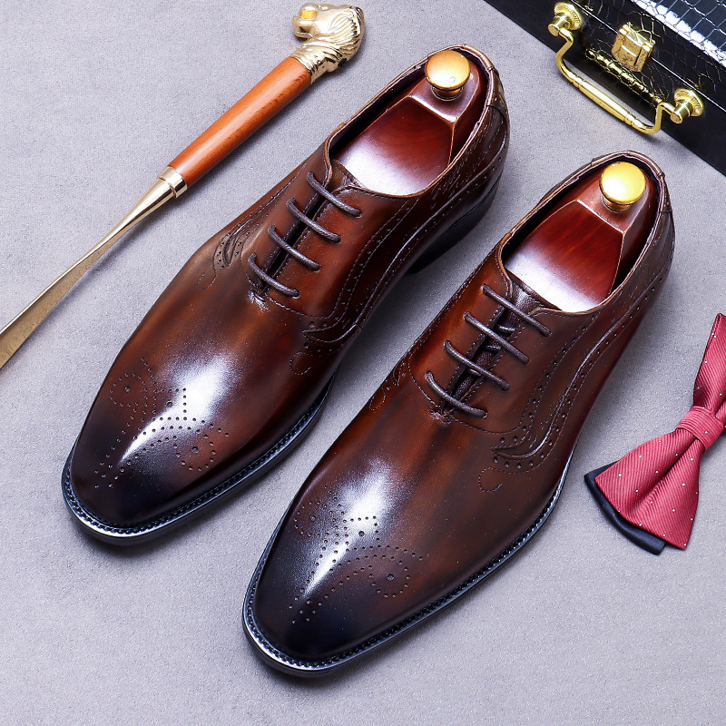 Men's Vintage Script Embossed  - đánh giá và giá Oxford Shoes Brogue