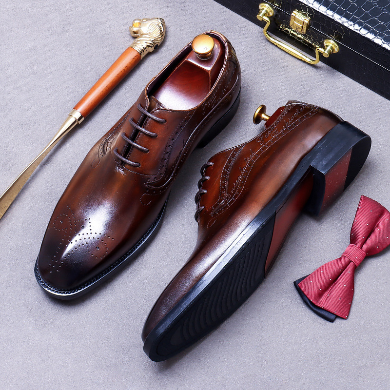 Men's Vintage Script Embossed  - đánh giá và giá Oxford Shoes Brogue