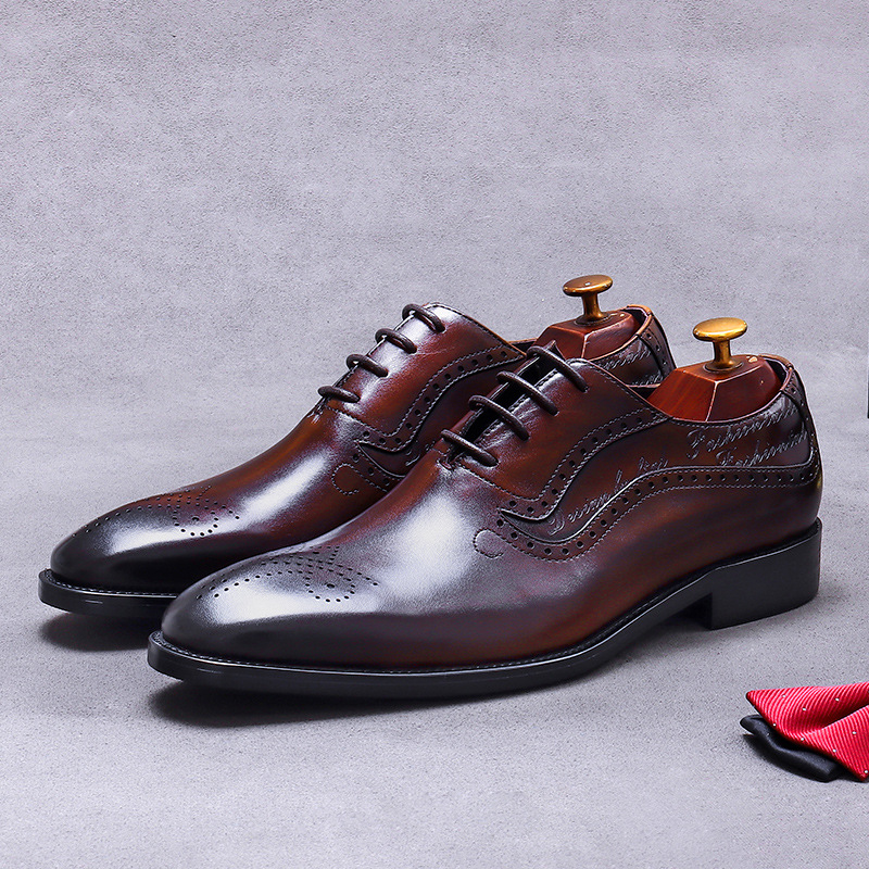 Men's Vintage Script Embossed  - đánh giá và giá Oxford Shoes Brogue